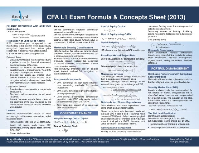 Cfa Level 2 Formula Sheet Pdf